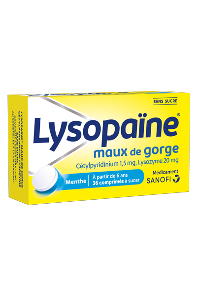 image Lysopaïne Maux de Gorge Cétylpyridinium Lysozyme Sans Sucre (6 produits)
